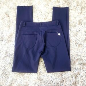 Rinascimento Skinny Trousers Navy Blue with Rhinestone Rivets Size Medium